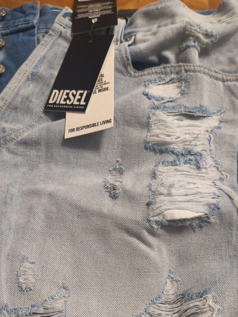 Diesel Light Blue Distressed Jean Shorts - Brand New W Tags